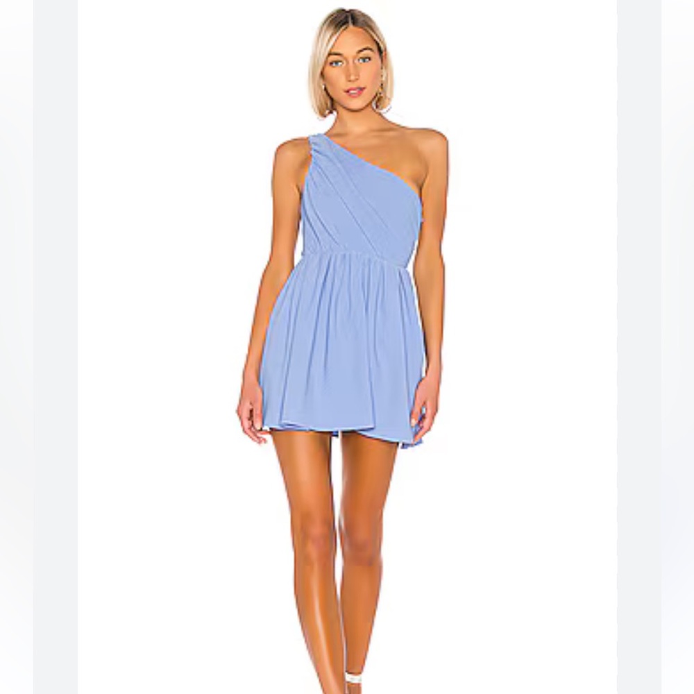 NBD Gelina One Shoulder Mini Dress in Periwinkle Blue NWT
